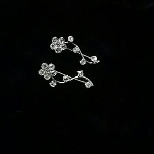 sterling crystal flower ear climber earrings